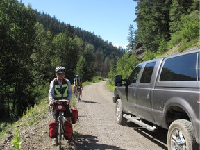 Edmund Aunger riding on a section of the Trans Canada Trail near Otter Lake, B.C.