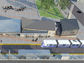 A rendering of the future LRT vertical interchange at Churchill Station.