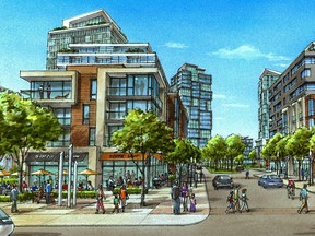 A rendering of a Strathearn Heights housing proposal looking north on 88 Street.