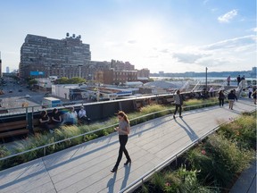 A view from Manhattan's High Line park, built on an elevated old rail line.