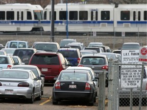 The Stadium park and ride lot, pictured in a Postmedia file photo, is one of seven Edmonton LRT or transit centres with  highly sought-after parking space.