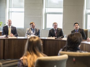 Teens from Calgary, Red Deer and Edmonton met with  Education Minister David Eggen and Brian Jean, Wildrose Leader among other MLAs for a brief celebration of how far gay-straight alliances have come in Alberta.