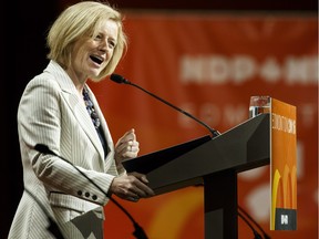 Alberta Premier Rachel Notley speaks at the 2016 NDP national convention at the Shaw Conference Centre on April 9, 2016.