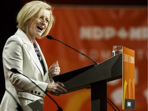 Alberta Premier Rachel Notley speaks at the Edmonton 2016 NDP national convention at Shaw Conference Centre in Edmonton, Alta., on Saturday April 9, 2016.