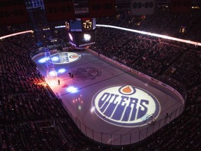Inside Rexall Place before the start of the Edmonton Oilers' game against the Calgary Flames on April 2, 2016.