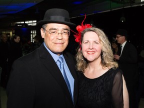 Lewis Cardinal and Peggy Wright at the Mad Hatter's Gala at MacEwan University.