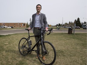 Nadir Bellahmer in the green belt where Edmonton has decided to put the new Royal Gardens bike lane.