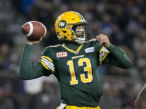 Edmonton Eskimos quarterback Mike Reilly, seen during the Grey Cup game last November, will be studying just as hard as he is throwing during the team's upcoming rookie camp.