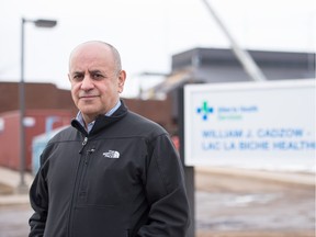 Zicki Eludin, pharmacist and chairman of the Lac Le Biche and District Health Foundation, outside of the William J. Cadzow – Lac La Biche Healthcare Centre, in March 2016.