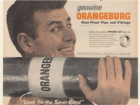 An old Orangeburg pipe ad. Many private sewer connections were built of laminated tar paper. It the private homeowners' responsibility to replace when they fail.