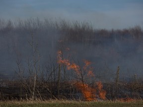 A brush fire in Maskwacis forced the evacuation of a school on April 18, 2016. It is one of several fires marking the early start to fire season in Alberta.
