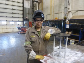 Michael Drover of Fort McMurray has had two apprenticeship terms as a welder in high school through the Registered Apprenticeship Program. He is currently working at Suncor Energy.