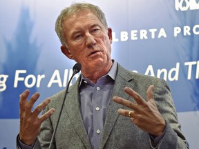 Alberta Prosperity Fund spokesperson Dave Rutherford, a former radio personality, speaks at a public meeting on unifying the Alberta right in Edmonton on Tuesday, April 5, 2016.