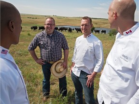 From left to right, Earls' chef Del Diseko, Earls beef purchaser Dave Bursey, chef Ryan Stone, and chef Scott Rolfson.