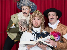 Mary Hulbert, Neil Kuefler, Byron Trevor Martin, in The Complete Works of William Shakespeare (Abridged), from Grindstone Theatre.