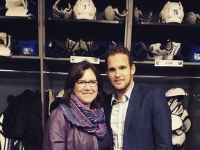 Brigitte Vey, and her son, Canucks player, Linden Vey. Photo credit: Instagram - For Jason Botchford story [PNG Merlin Archive]