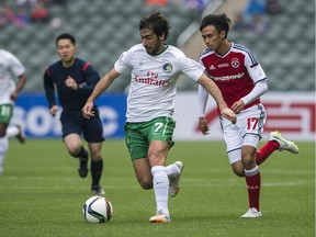 Raul Gonzalez of New York Cosmos in action during the 2015 Lunar New Year Cup match between South China and the New York Cosmos at Hong Kong Stadium on February 19, 2015, in So Kon Po, Hong Kong. (File)