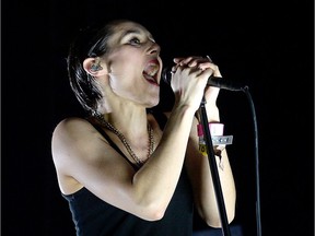 Singer Jehnny Beth of Savages performs at Coachella Valley Music & Arts Festival on April 22, 2016 in Indio, California.