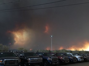 View of the fire from the Fort McMurray Today parking lot on May 3, 2016. parking lot.