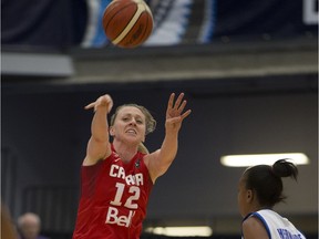 EDMONTON, AB.-- Lizanne Murphy of Canada makes a pass during first half action against Dominican Republic in the 2015 FIBA Americas Women's Championship on August 11, 2015 in Edmonton. (Greg Southam/Edmonton Journal)