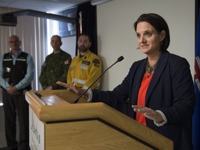 Danielle Larivee, Municipal Affairs Minister provided an update on the status of the fire on Thursday, May 12, 2016.