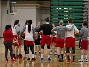 Members of the Canadian National Women's basketball team practice at the Saville Centre on May, 24 2016.