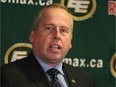 EDMONTON, ALBERTA: APRIL 23, 2015 - Len Rhodes, Edmonton Eskimos President & CEO, announces on April 23, 2015 that Edmonton Eskimos General Manager Ed Hervey's contract has been extended and that Hervey has also been named Vice-President of Football Operations for the CFL club. (PHOTO BY LARRY WONG/EDMONTON JOURNAL)