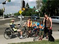 Area residents Ryan Hayward, Cheryl Trepanier, Nolan Zurek, Sawyer Zurek and Peigi Rockwell (left to right) at the intersection of Scona Road/Saskatchewan Drive/99 Street in June 2015.