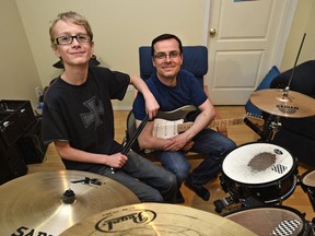 Scott Ford was inspired by his son/drummer Connor, 12, to take music lessons and the two now occasionally perform together.