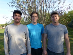 Patrick Seguin with his sons Luc, left, and Craig. Patrick says his sons have grown up understanding that personal protective equipment and safety consciousness is never optional, whether working around the yard or on a job site, and that gives him peace of mind as a parent and tradesperson.