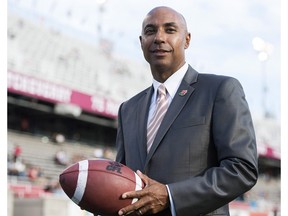 CFL Commissioner Jeffrey L. Orridge poses for a photograph prior the Montreal Alouettes CFL season opener against the Ottawa Redblacks in Montreal, Thursday, June 25, 2015.