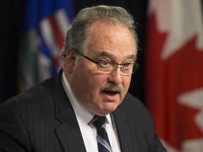 Transportation Minister Brian Mason provides details about Bill 16, The Transportation Safety Amendment Act, during a press conference at the Alberta legislature, in Edmonton on Monday, May 16, 2016.