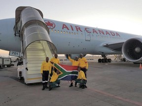 South African firefighters on their way to assist in fighting the Fort McMurray wildfire.