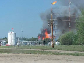 The fire was burning near the Trilogy energy plant on Sunday May 15.