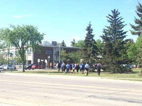 A bomb threat triggered an evacuation at Edmonton's Jasper Place High School on Wednesday, May 25, 2016.