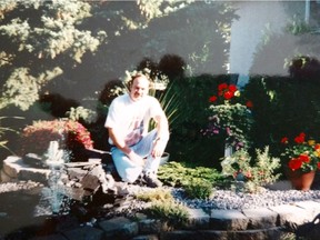 Jerry Saidler in his element, working on his garden in 1998.