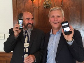 California State University Prof. Larry Rosen (left) and Boston pediatrician Dr. Michael Rich (right) are in Edmonton May 26, 2016, to give presentations about the health effects of using technology.