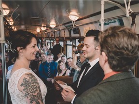 Saylish and Landon said "I Do" in front of  their closest family and friends on the High Level Bridge Streetcar.