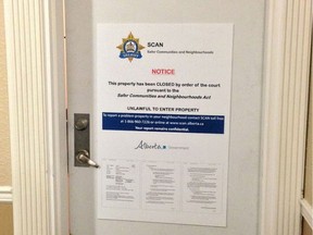 A residence in northeast Edmonton was closed by SCAN on Monday. The property was place under a community protection order, following complaints from neighbours about criminal activity.