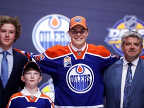 BUFFALO, NY - JUNE 24:  4. Jesse Puljujarvi celebrates after being selected fourth overall by the Edmonton Oilers during round one of the 2016 NHL Draft on June 24, 2016 in Buffalo, New York.