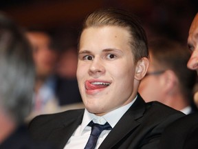 BUFFALO, NY - JUNE 24:  Jesse Puljujarvi reacts to the NHL draft screen before being picked fourth overall by the Edmonton Oilers during round one of the 2016 NHL Draft on June 24, 2016 in Buffalo, New York.