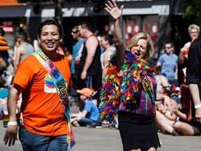 Alberta Premier Rachel Notley and Culture and Tourism Minister Ricardo Miranda took part during the 2016 Edmonton Pride Festival Parade in Edmontonon Saturday, June 4, 2016.