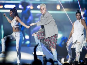 Justin Bieber performs  at  Rexall Place on June 14. HIs album Purpose is on the Polaris long list.