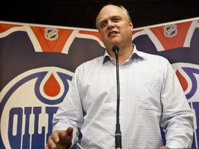 Newly installed director of amateur free agent scouting Bob Green speaks to the media at the Edmonton Oilers head office in Edmonton, Alta., on Wednesday, Aug. 14, 2013. Green spent the last six seasons as the general manager for the Edmonton Oil Kings. Codie McLachlan/Edmonton Sun/QMI Agency
