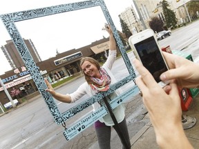 Large picture frames installed on Jasper Avenue are meant to catch those actually using the street and engagement in the redevelopment process.
