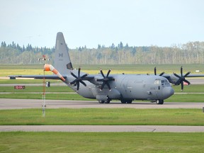 A Canadian CC-130J Hercules taxis at 4 Wing Cold Lake during Exercise Maple Flag on Thursday June 9, 2016 in Cold Lake, Alta. Peter Lozinski/Cold Lake Sun/Postmedia Network