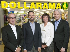 Members of Dollarama's executive management team, from left to right: Larry Rossy, Neil Rossy, Johanne Choinière and Michael Ross.