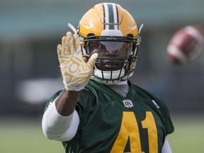 According to head coach Jason Maas, DE Odell Willis, shown here at practice Wednesday, says the Eskimos are like family, and families fight.