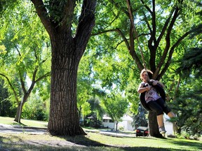 This Edmonton Journal photo from September 2012 is a perfect representation of how street front trees can create a happy place.