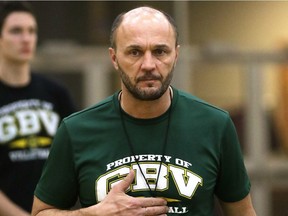 University of Alberta Golden Bears volleyball head coach Terry Danyluk, seen here at a 2015 practice, has been inducted into the Edmonton Sports Hall of Fame.